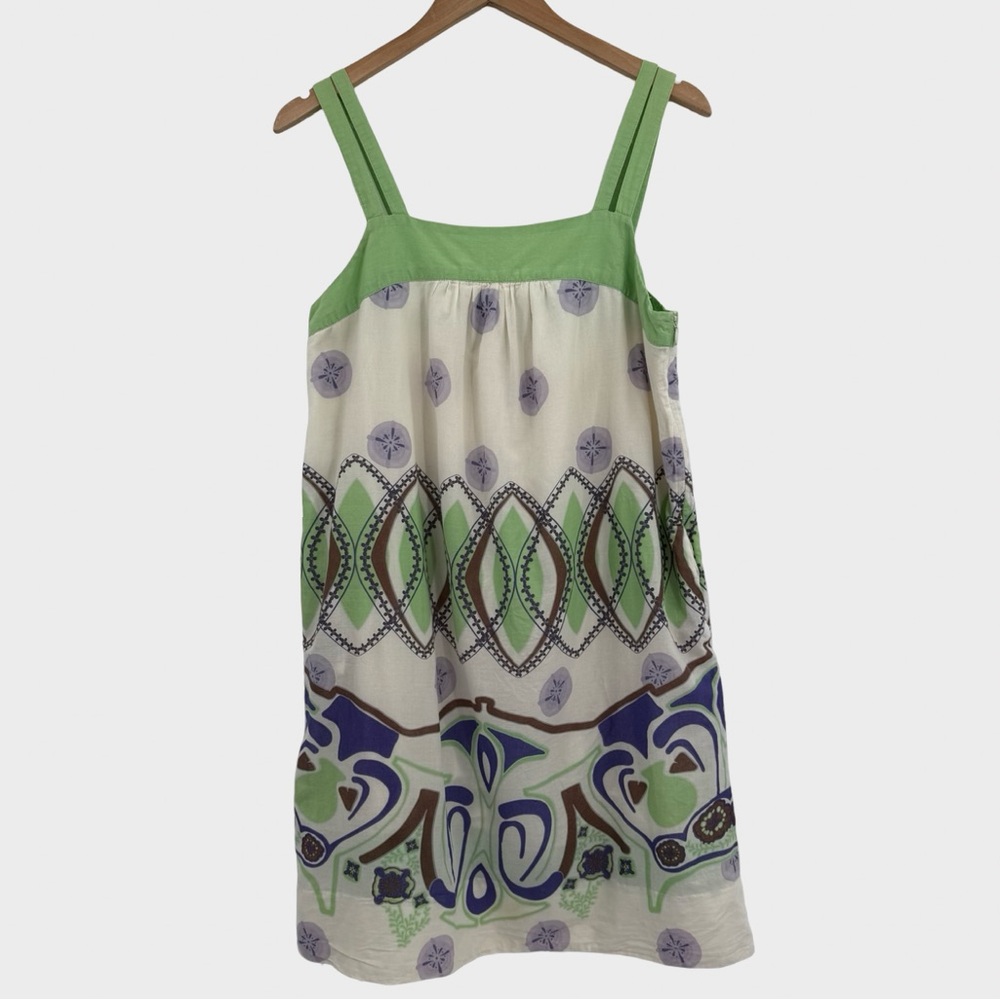 Anthropologie Maeve Cotton Printed Mini Dress in Off White Multi | Size 12